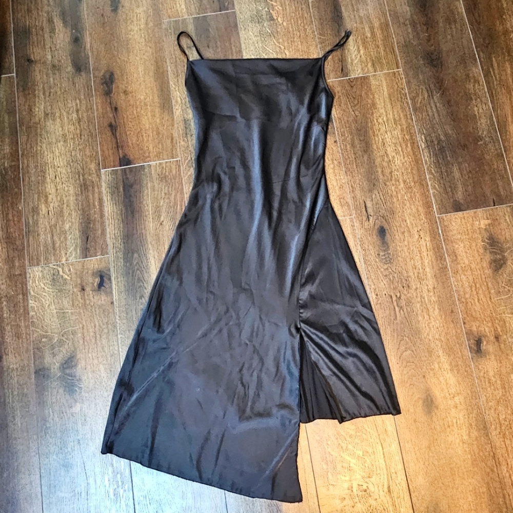 Black Slip Asymmetric Dress